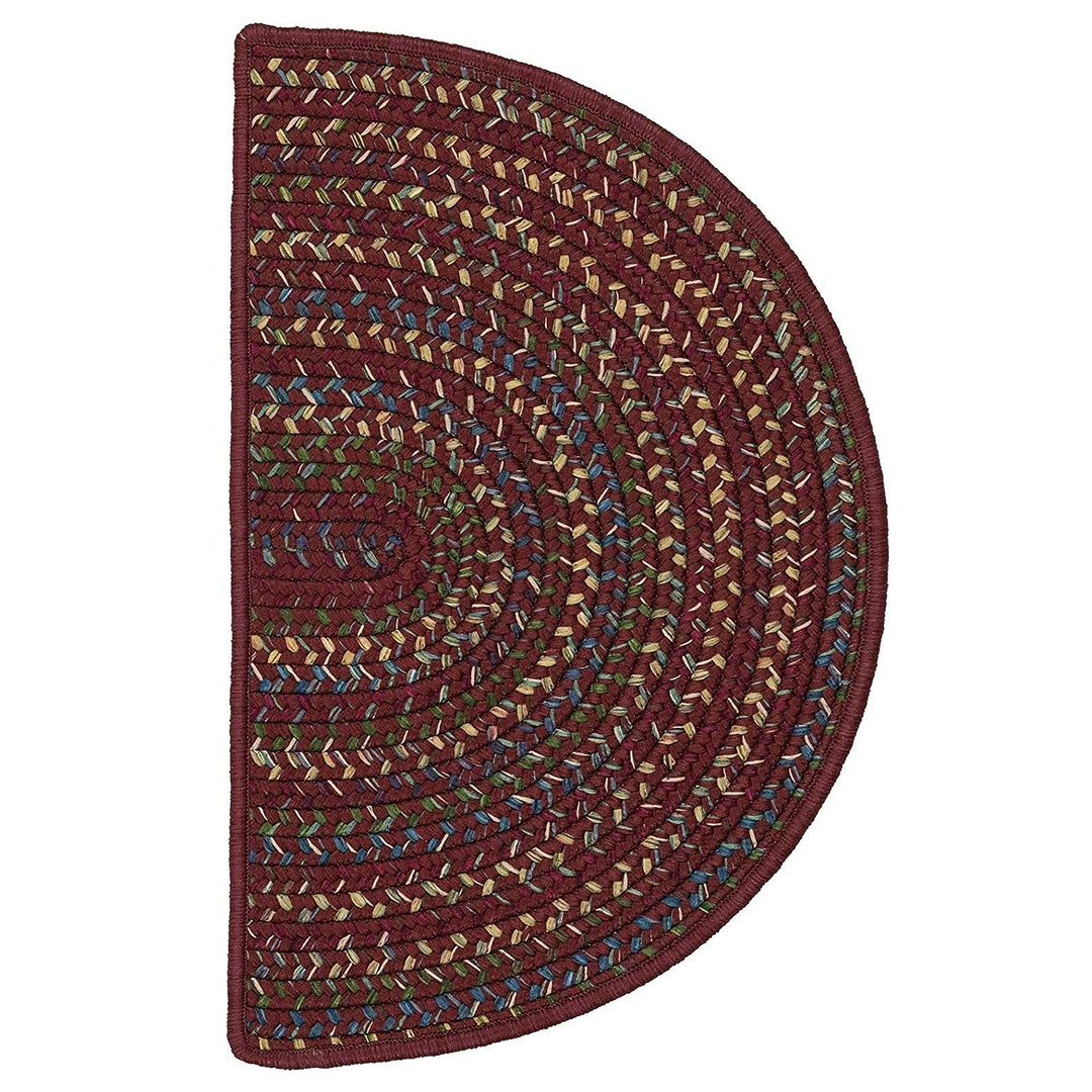 Farmhouse Hearth Rug Half Moon Semi Circle Red Braided