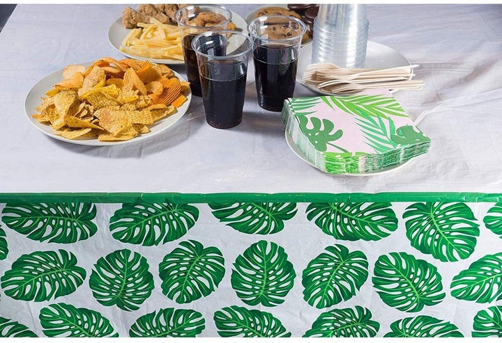 3 Pack Plastic Rectangular Tablecloth Tropical Palm Leaves Table Covers 54"x108" Color Design Rectangle Polyester