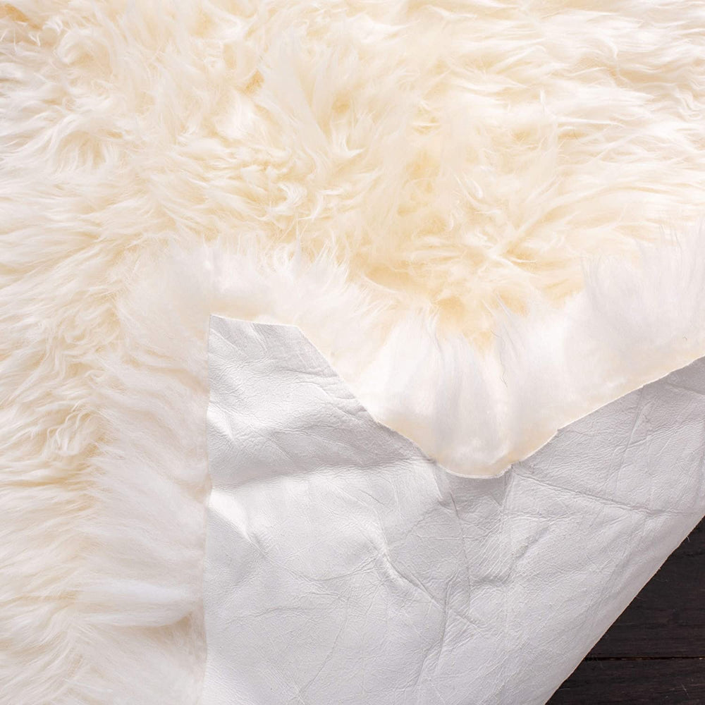 MISC White Lambskin Rug 2x3Ft Scandinavian Sheepskin Mat Handmade Pelt Carpet Bedroom Living Dining Room Entry