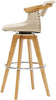 MISC Fabric Bamboo Bar Stool Beige Transitional Natural Finish Footrest Nailheads Swivel
