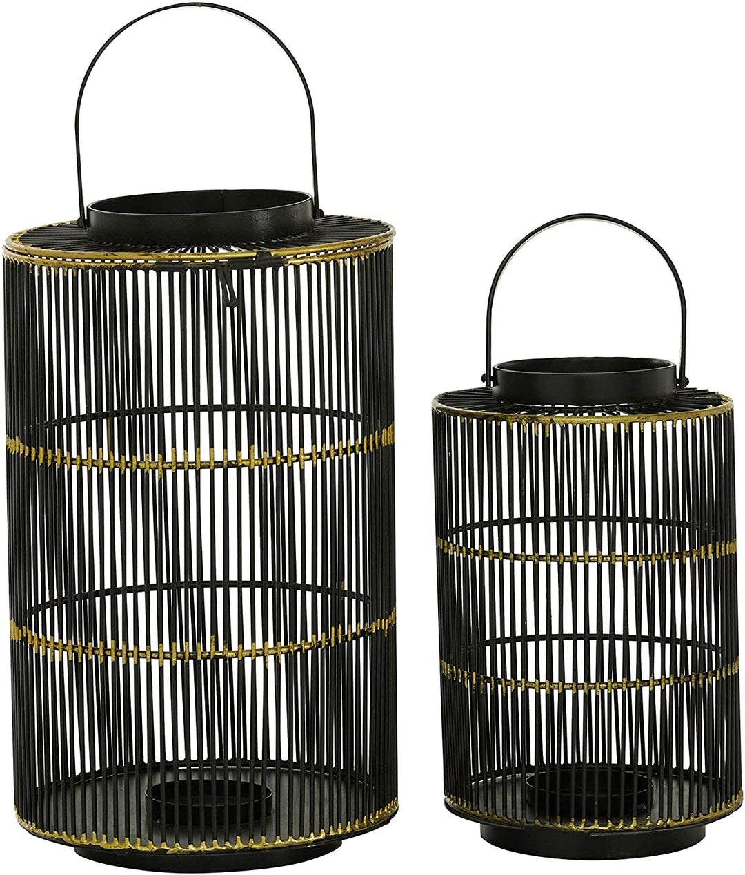 Large Round Metal Lanterns Handles Set 2 9 X 15round Black - Diamond Home USA