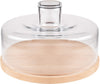 MISC European Wooden Cake/Cheese Plate W/Glass Dome Clear Dishwasher Safe