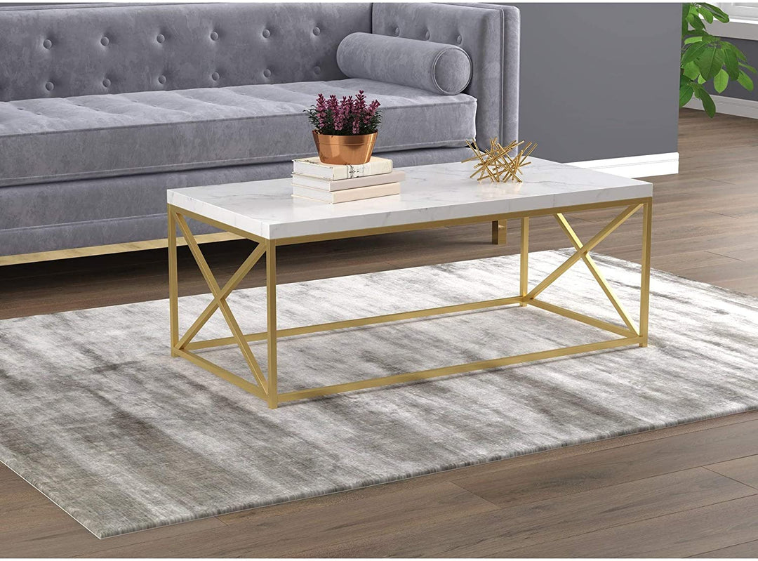 Coffee Table 44l Marble Gold Metal 44' X 22' 17' Color