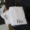 MISC Embroidered 'His' Turkish Cotton Hand Towels (Set 2) White Solid Color