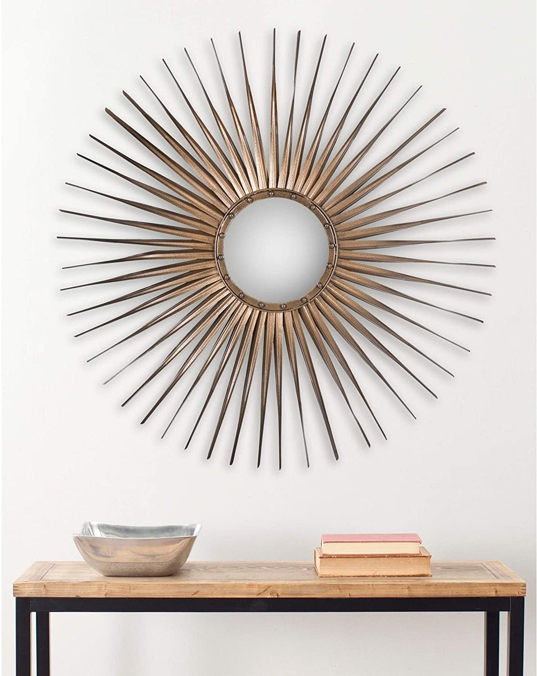 Gold Nailhead Sunburst 34 inch Decorative Mirror 33 5" X