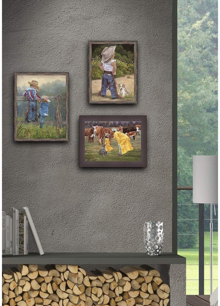 Unknown1 17 X 13 Cowboy Up June Framed Canvas Art Green Southwestern Rectangle Includes Hardware