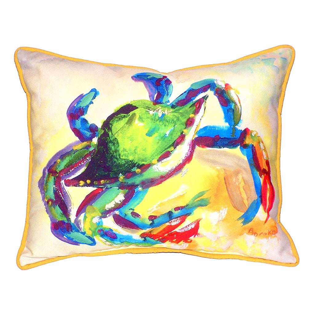 16 X 20 Inch Kids Teal Blue Crab Throw Pillow Indoor Outdoor Animal Printed Sofa Cushion Sea Animal Painted Watercolor Corded Edge Nautical Coastal