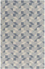Hand Woven Wool Area Rug 5' X 7'6" Blue Grey Ivory Color Block Geometric Modern Contemporary Rectangle Latex Free Handmade