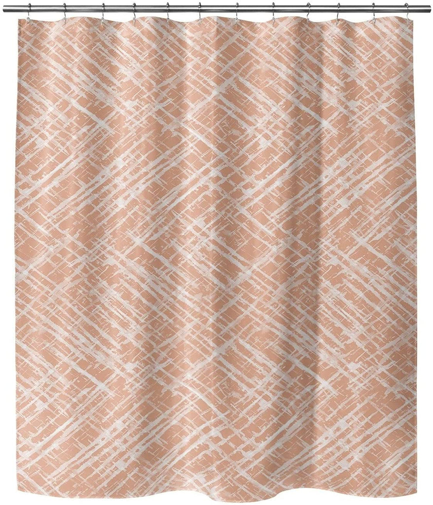 MISC Watercolor Criss Cross Orange Shower Curtain by Orange Abstract Bohemian Eclectic Polyester