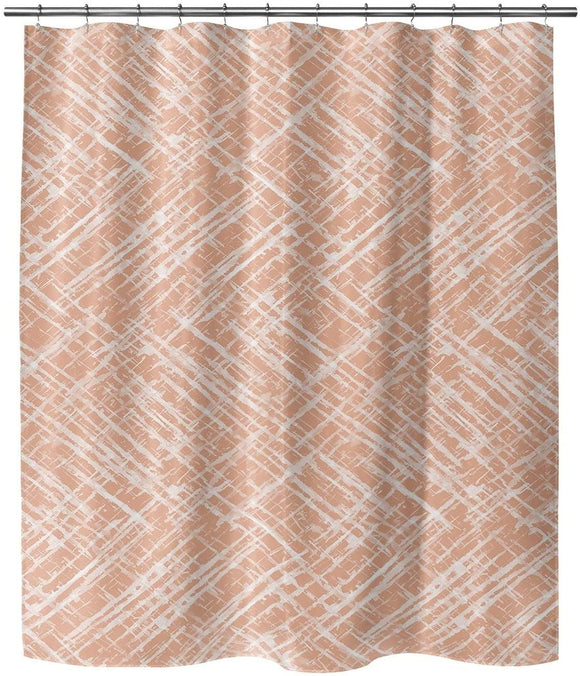 MISC Watercolor Criss Cross Orange Shower Curtain by Orange Abstract Bohemian Eclectic Polyester
