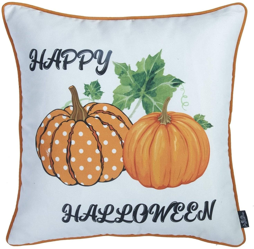 Fall Season Pumpkin Spice Harvest Pillowcase 18"x18" (4 Pcs Set) Floral Polyester Three More Pillows Removable Cover