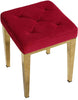 Square Ottoman Pink Velvet Brushed Gold Bohemian Eclectic Solid Metal Tufted