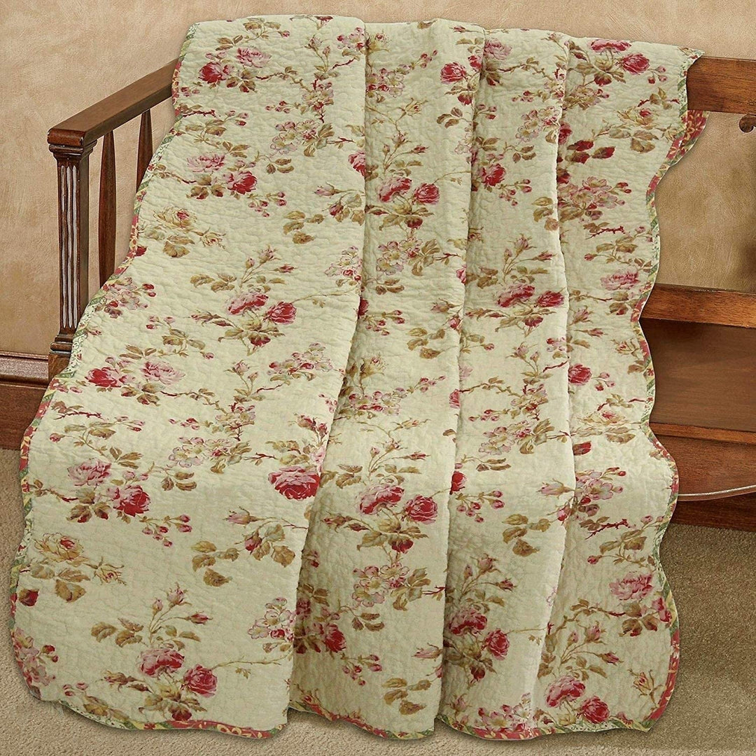 Cozy Line Silas Floral Cotton Throw Blanket Off White Casual