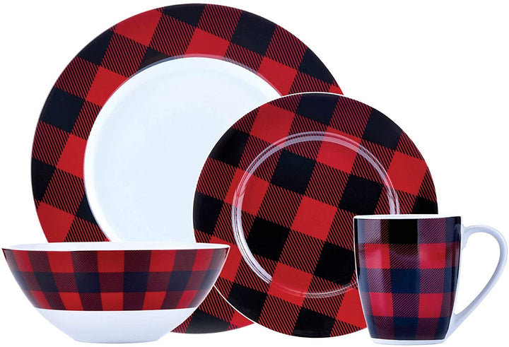 16pc Buffalo Plaid Red/Black 11" X 0'5" Red Stripe Modern