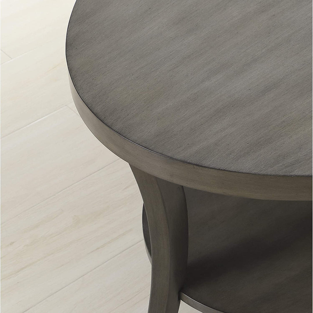 Contemporary Oval Shelf End Table Gray Grey Modern Wood Finish - Diamond Home USA