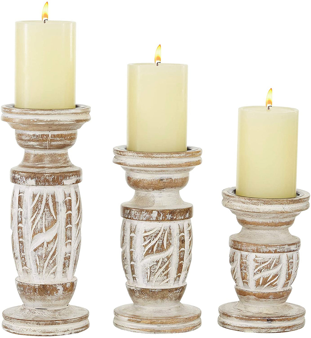 Faded Farmhouse Wooden Candle Holder Set 3 6" 8" " 4 X