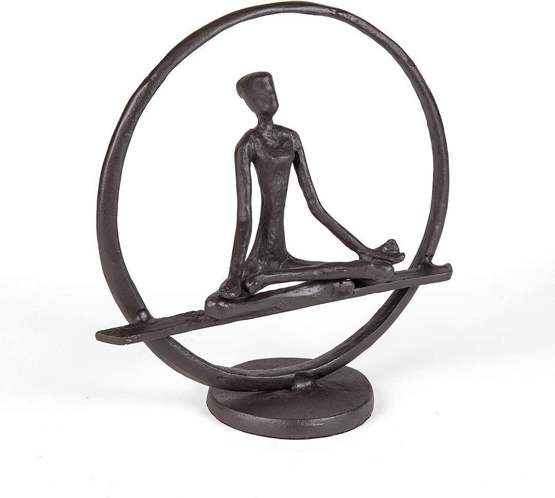 Meditation Circle Cast Iron Sculpture Brown Sports Bronze Finish - Diamond Home USA