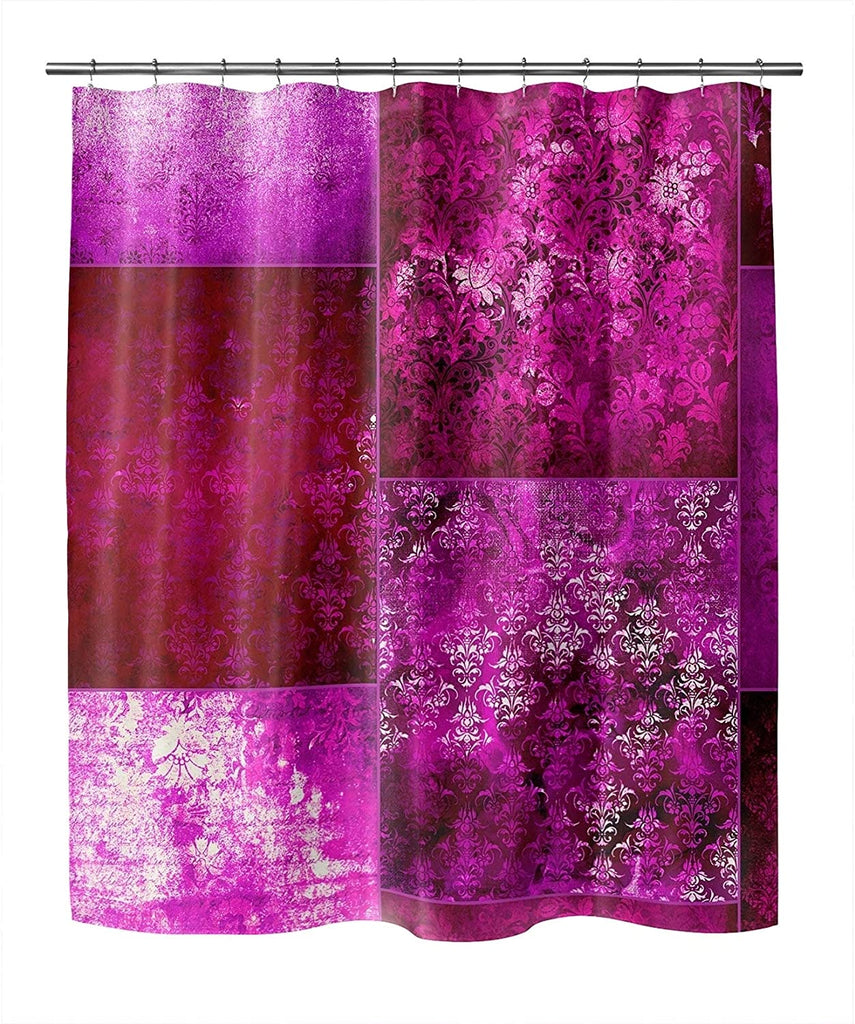 MISC Eclectic Bohemian Patchwork Magenta Shower Curtain by 71x74 Pink Patchwork Bohemian Eclectic Polyester