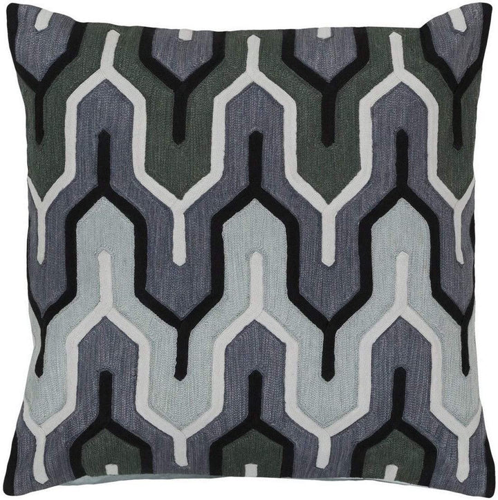 Decorative 18 inch Geometric Pillow Cover Grey Green