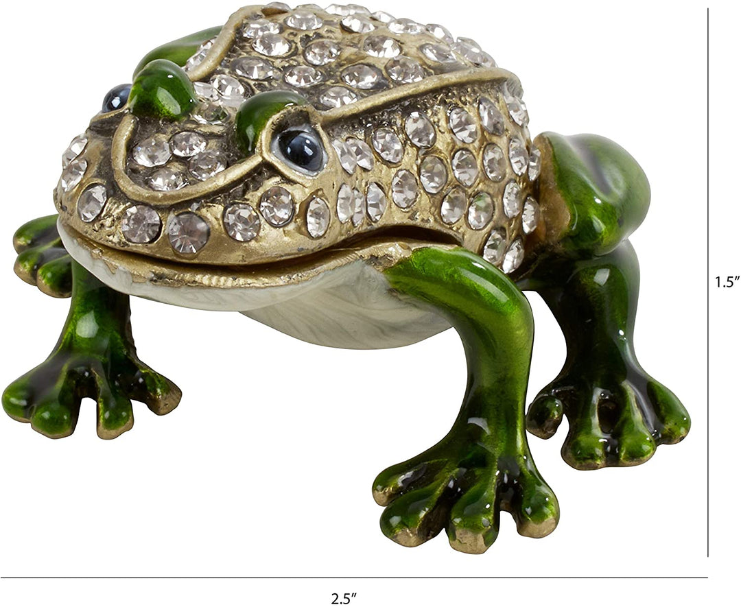 Jeweled Frog Figurine Box Color Animals Pewter - Diamond Home USA