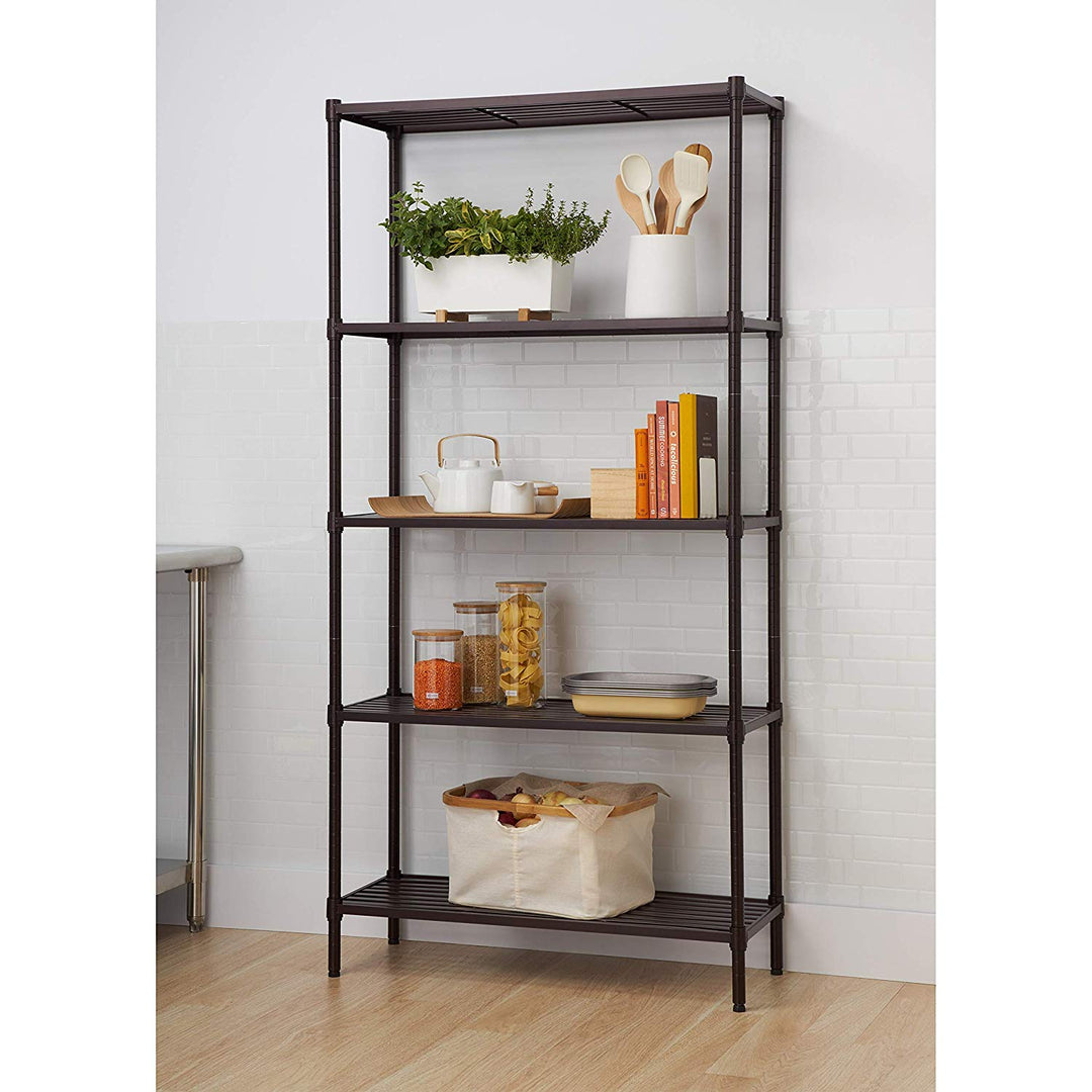 5 Tier Corner Shelf Brown Black Shelves Storage Oraganizer