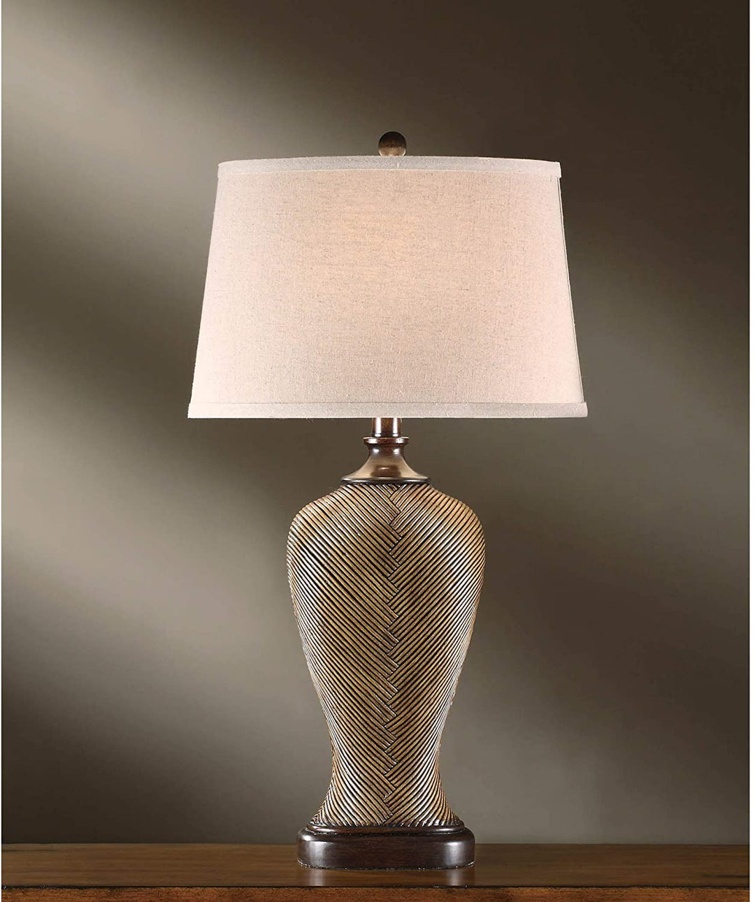 Rattan Wood 32 inch Table Lamp N/ Brown Red