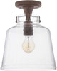 Vintage Glass 1 Light Flush Mount Light 10" X 11" Clear Traditional Metal