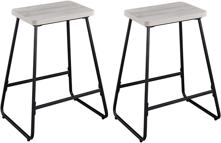 Weathered Driftwood Counter Stool Set 2 Black Industrial