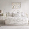 Bright White Chenille Daybed Set Medallion Pattern Bedding Textured Soft Cotton Fabric Shabby Chic 5 Piece