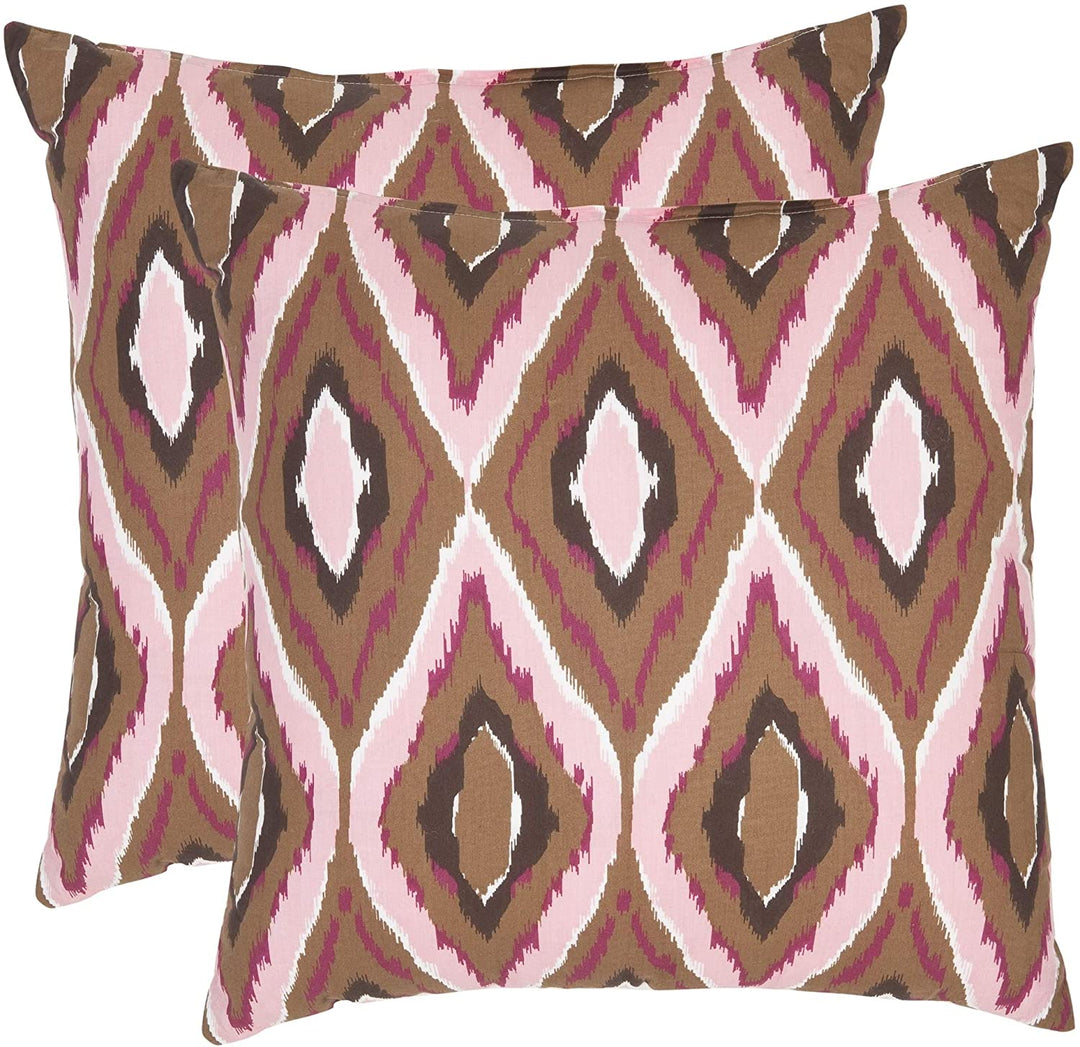 Ikat 22 inch Brown/Pink Decorative Pillows (Set 2) Geometric