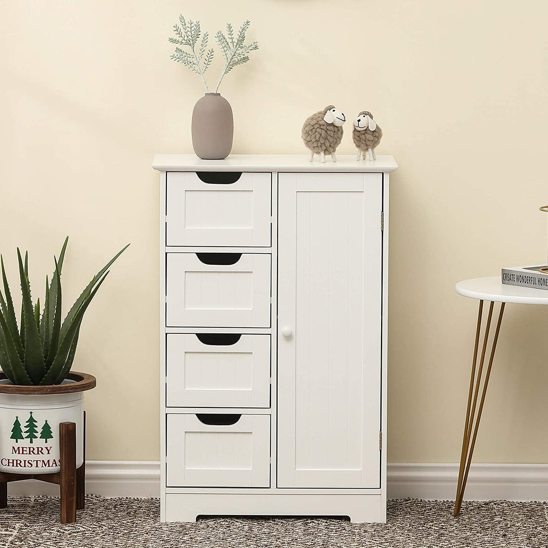 White Wood Storage Cabinet Modern Contemporary Rectangle MDF