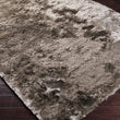 Hand Woven Grey Solid Soft Plush Shag Area Rug 2' X 3' Casual Rectangle Polyester Synthetic Latex Free Handmade