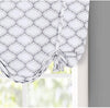 UKN Geo Trellis Tie Up Adjustable Balloon Curtain Small Window 45'' Width X 63'' Length Grey Modern Contemporary Polyester Thermal