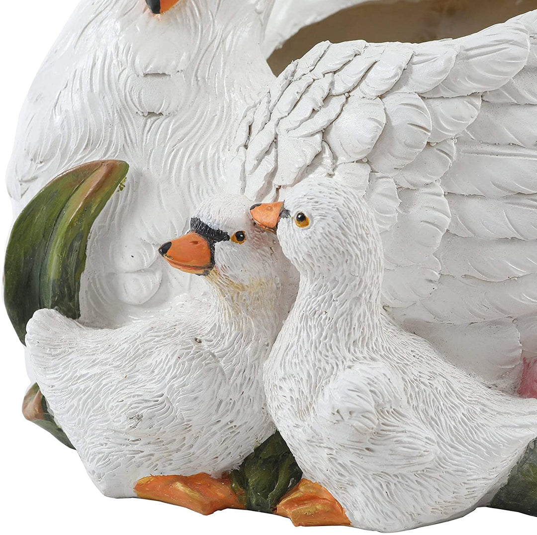 Resin White Swan Planter Traditional Round - Diamond Home USA