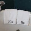 MISC Embroidered 'His' Turkish Cotton Hand Towels (Set 2) White Solid Color
