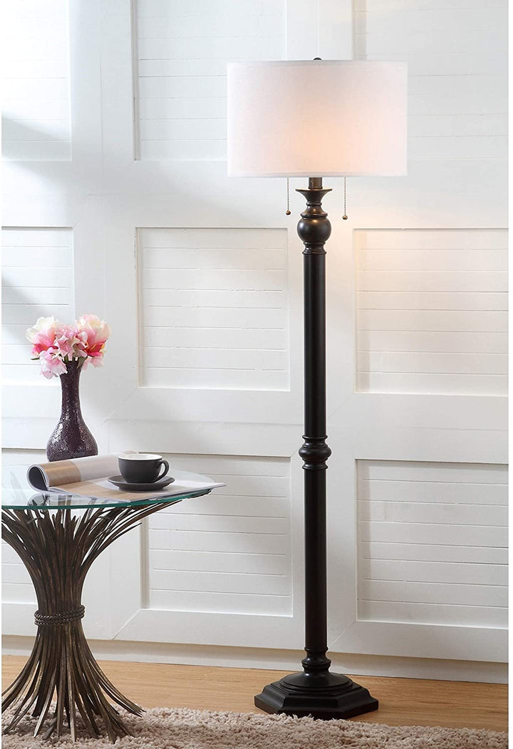 MISC White Welcoming Floor Lamp Bronze 2 Light Reading Light Shade Oil Rubbed Standing Lamp Brown Bedroom Living Room