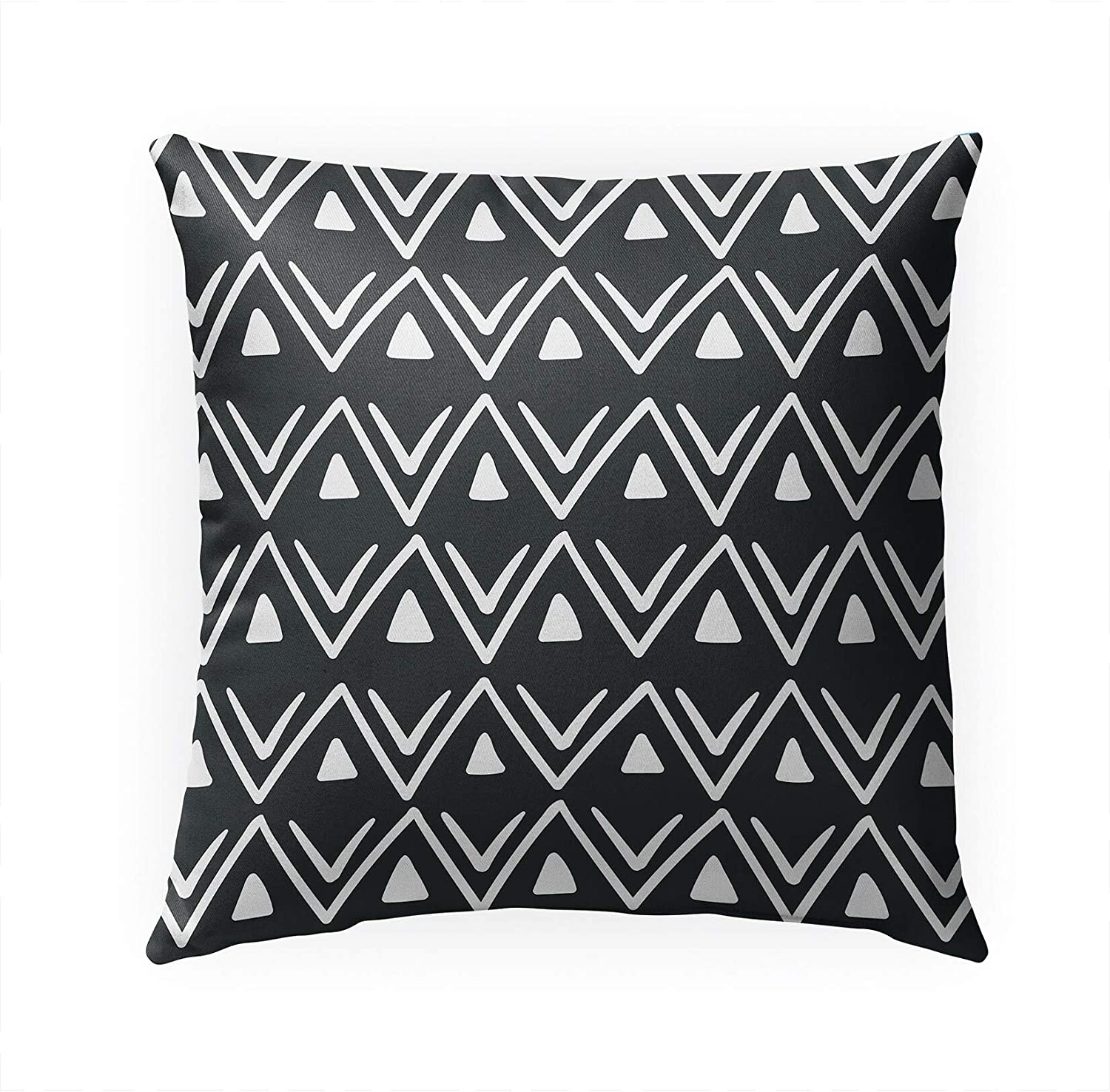 MISC Etched Zig Zag Black Indoor|Outdoor Pillow by 18x18 Black Geometric Southwestern Polyester Removable Cover