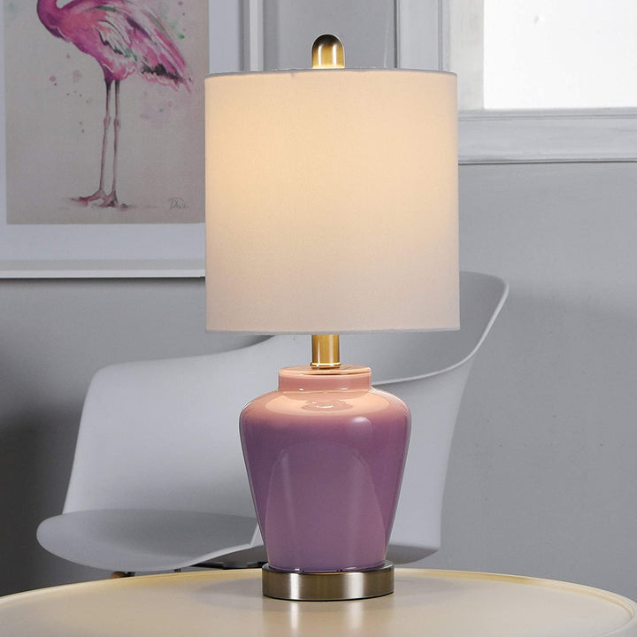 High Gloss Lilac Glass Ginger Jar Accent Lamp Purple