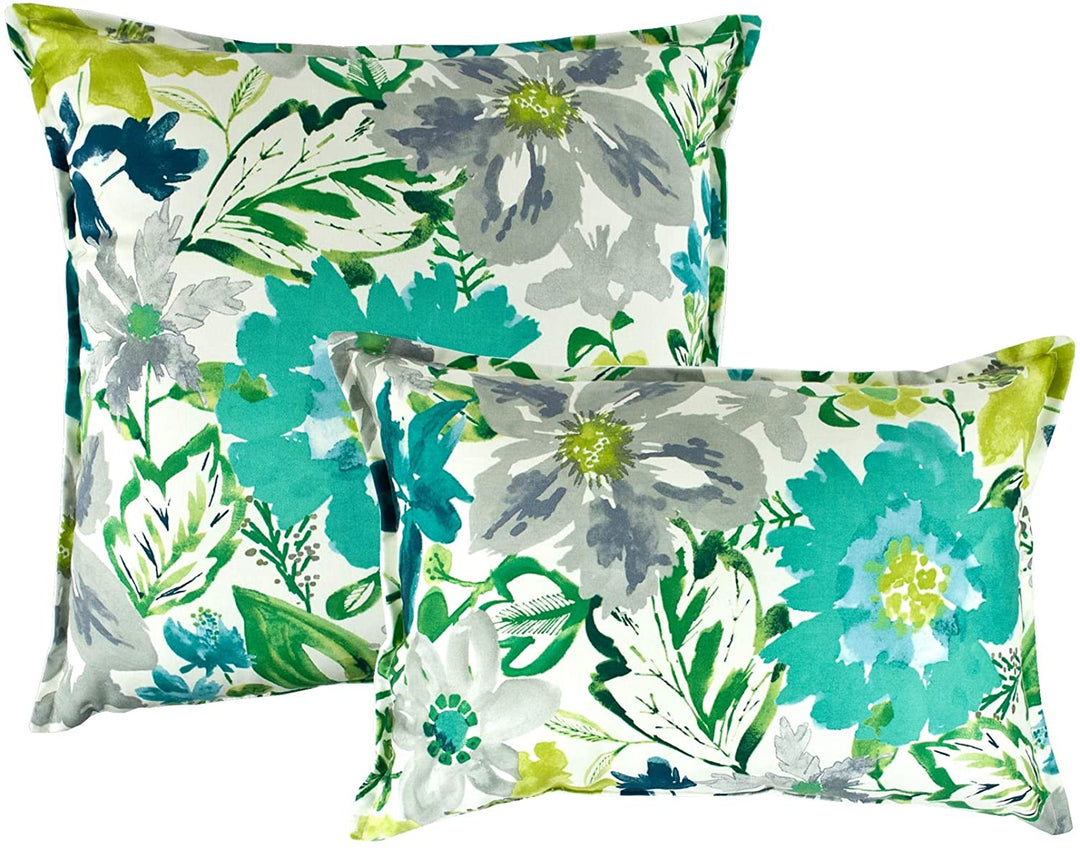 Summer Floral Teal Combo Pillows (Set 2) Color Modern