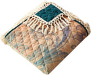 MISC Peacock Fringed Quilted Throw Blanket Gold Bird Novelty Bohemian Eclectic Victorian Vintage Microfiber
