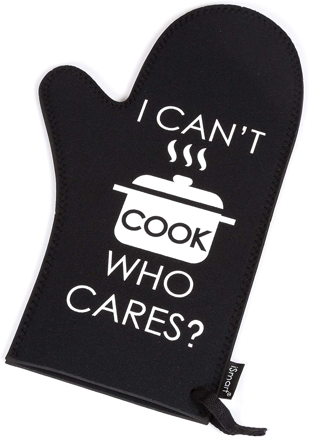 Black Insulated Baking BBQ Neoprene Oven Mitt Glove i Can't Cook 13 1/8" L X 7 7/8" W Fabric