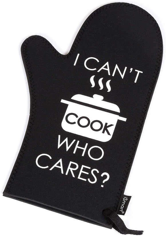 Black Insulated Baking BBQ Neoprene Oven Mitt Glove i Can't Cook 13 1/8