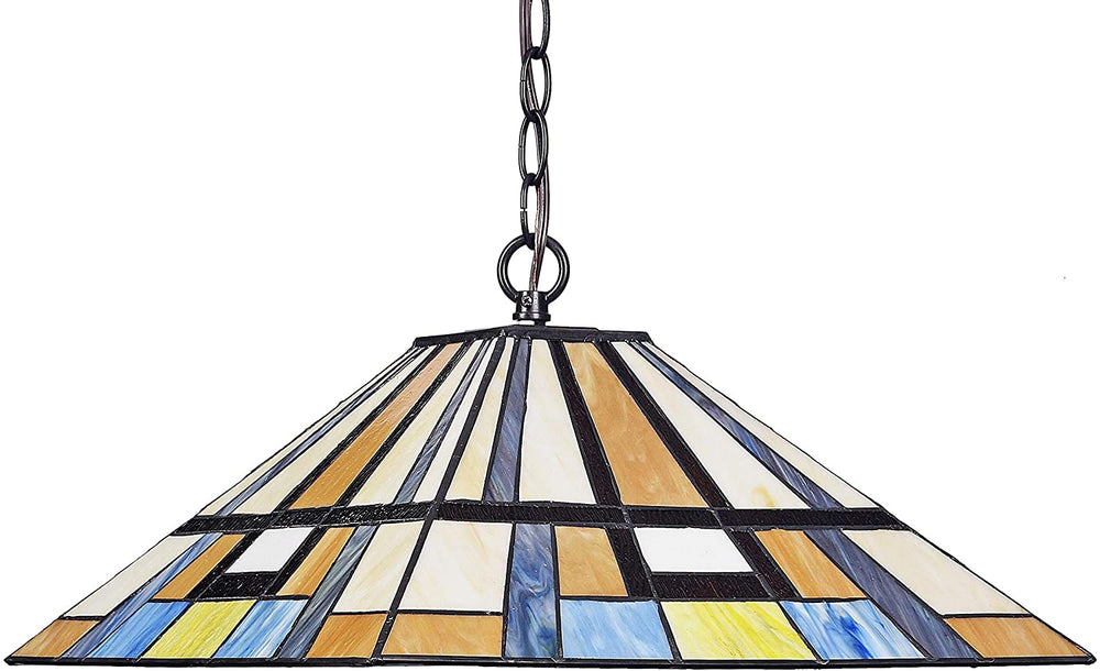 Tiffany 2 Light Blackish Bronze Pendant Color Art Glass Metal Dimmable