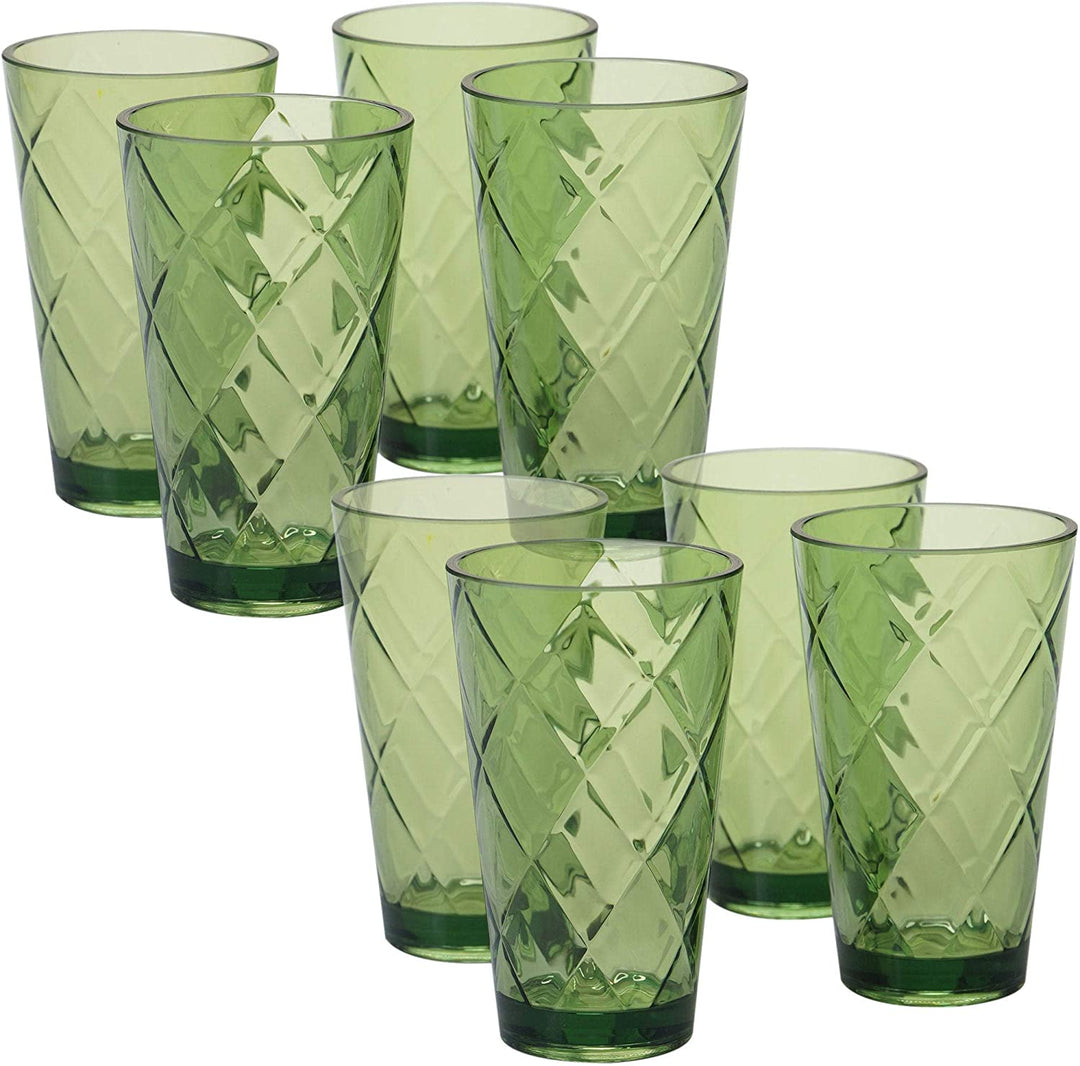 Green Diamond Acrylic 20 Ounce Iced Tea Glasses (Set