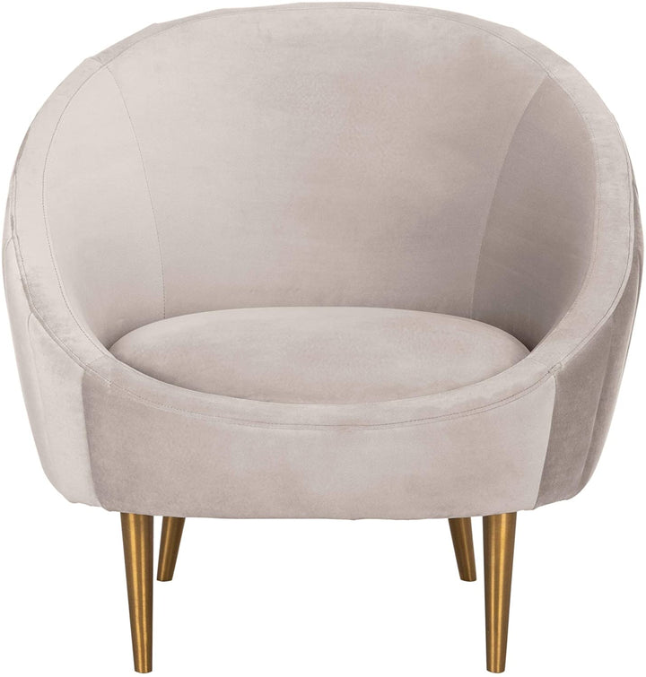 Tufted Tub Chair Pale Taupe/Gold Solid Casual Glam Modern Contemporary Fabric Metal Wood Goldtone Finish Cushions