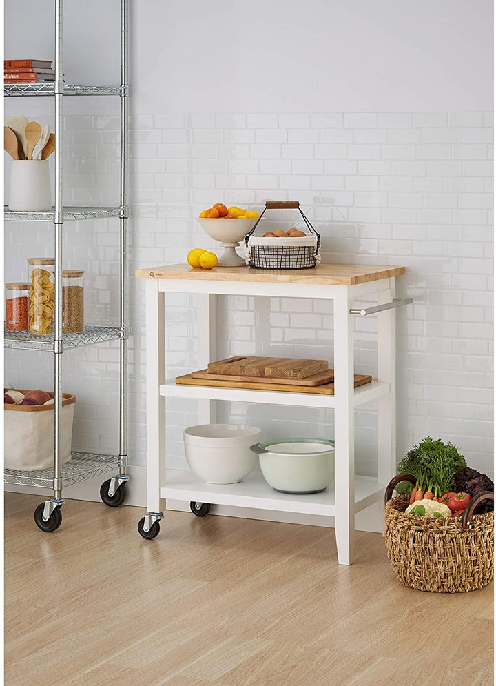 White en Kitchen Cart Stainless Steel