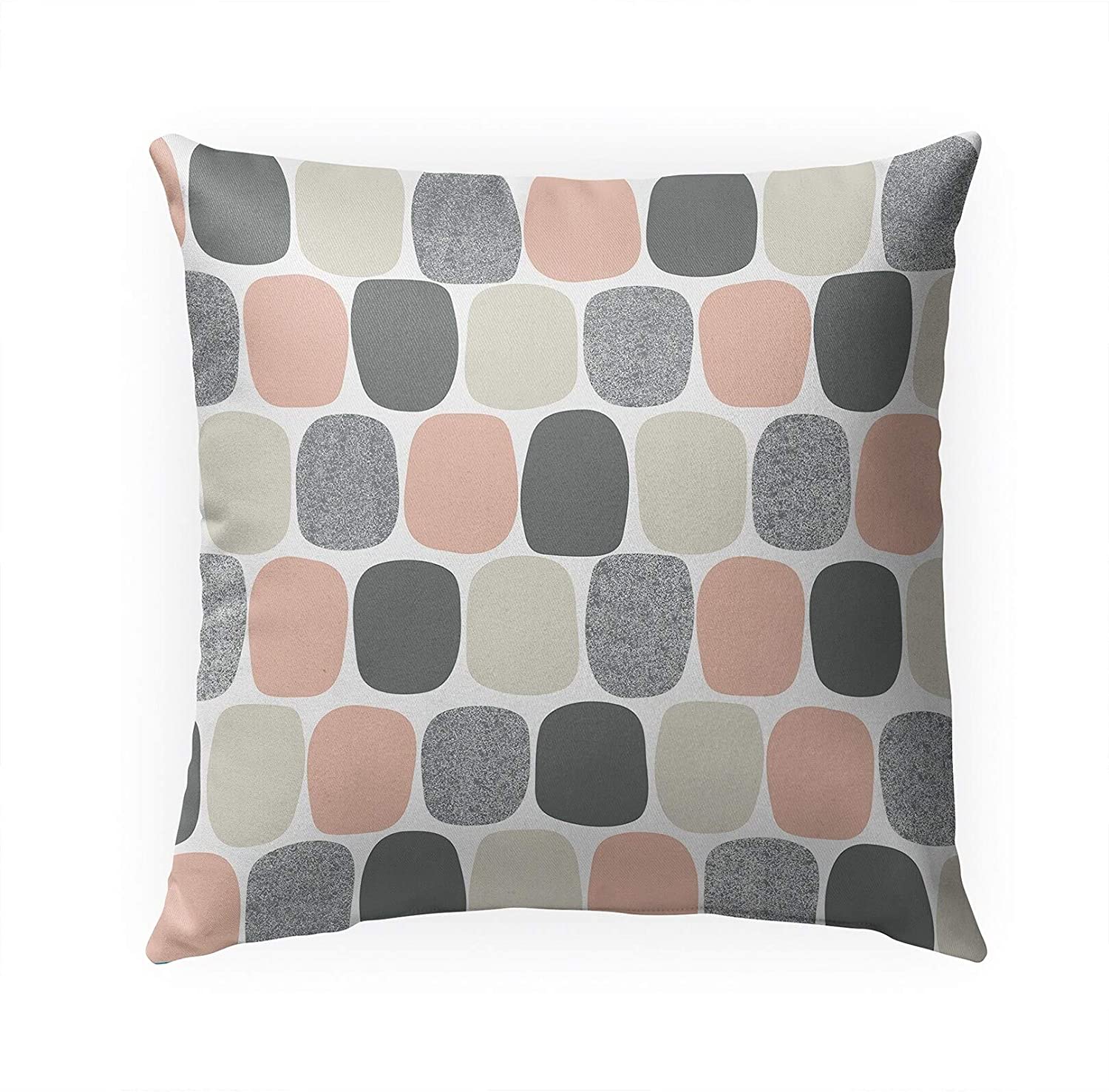 Mid Century Ovals Pink Indoor|Outdoor Pillow by 18x18 Pink Geometric Modern Contemporary Polyester Removable Cover