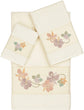 UKN Turkish Cotton Floral Vine Embroidered Cream 3 Piece Towel Set Off White Cloth