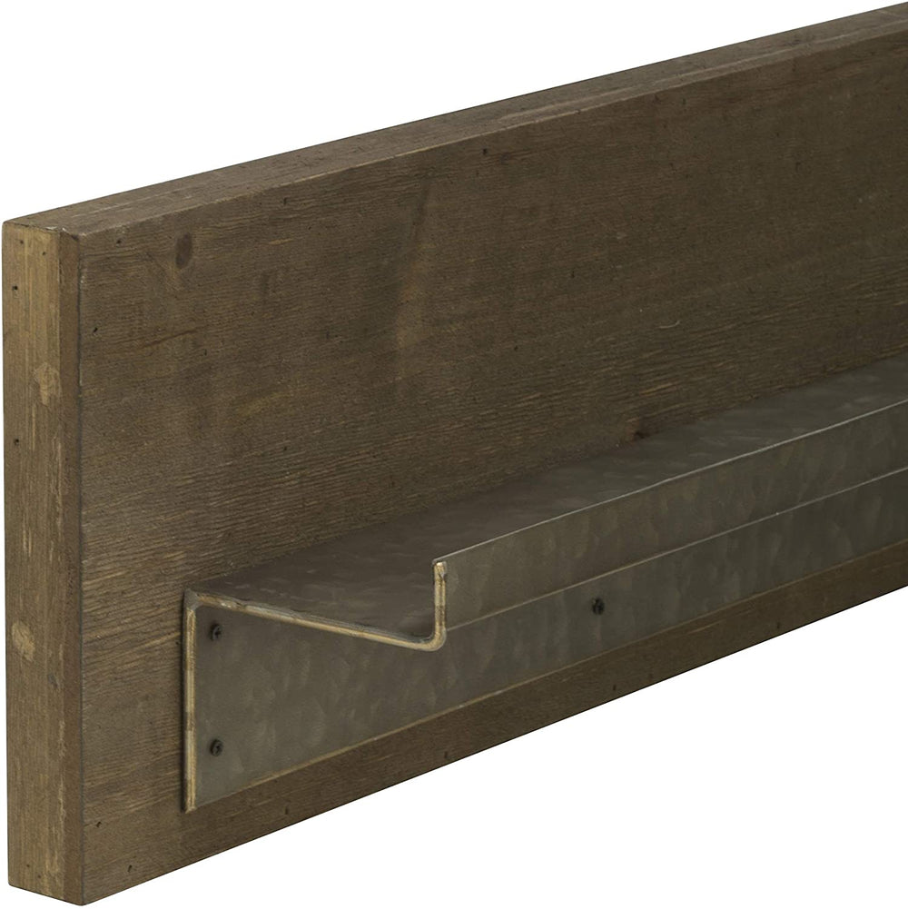 Wood Shelf Metal Ledge Set 2 Brown Farmhouse Iron MDF