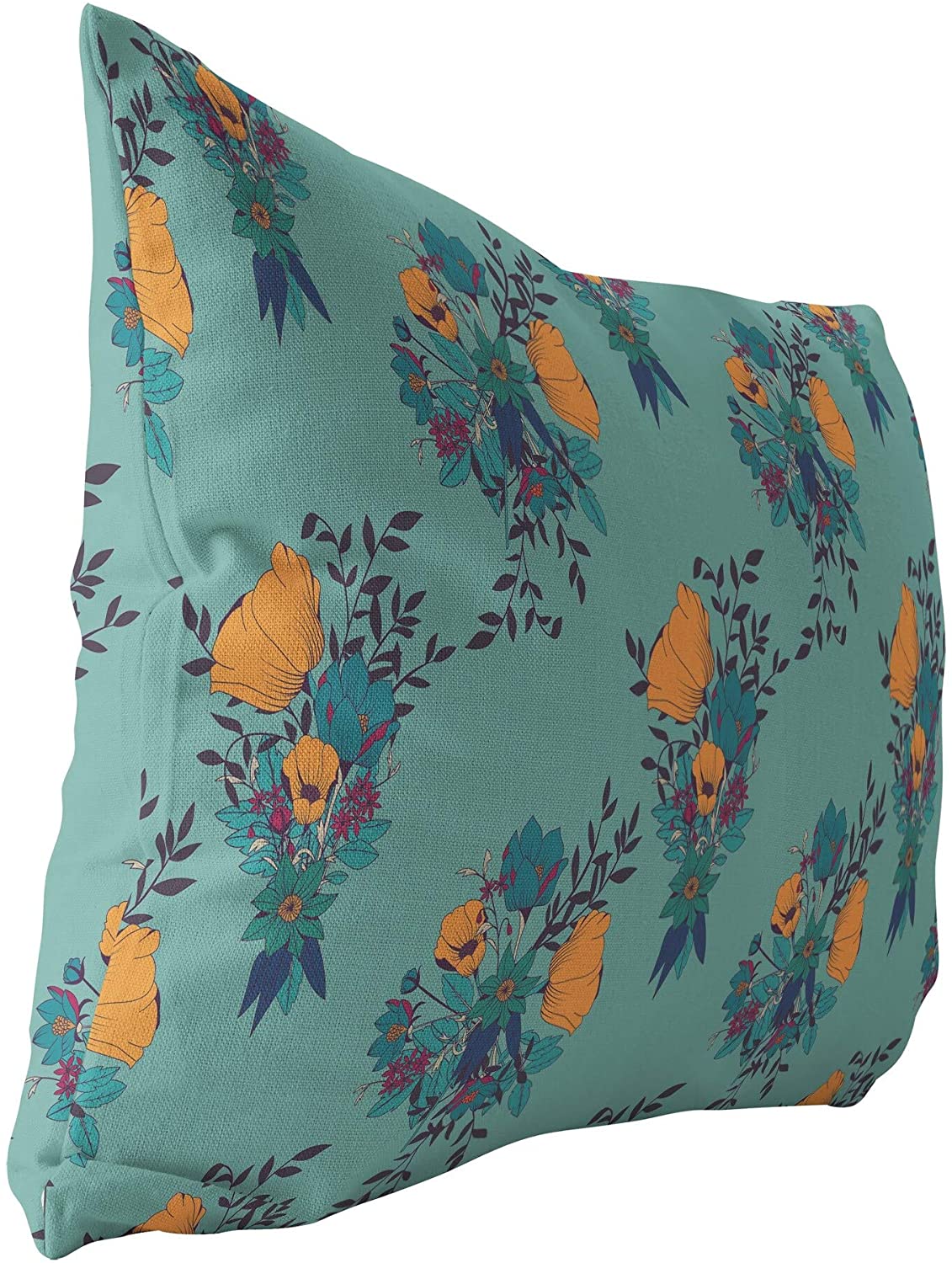 Flora Indoor|Outdoor Lumbar Pillow 20x14 Blue Floral Modern Contemporary Polyester Removable Cover
